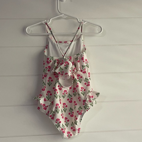 Jessica Simpson Girls Ruffle Floral One-Piece Swimsuit - Picture 3 of 4